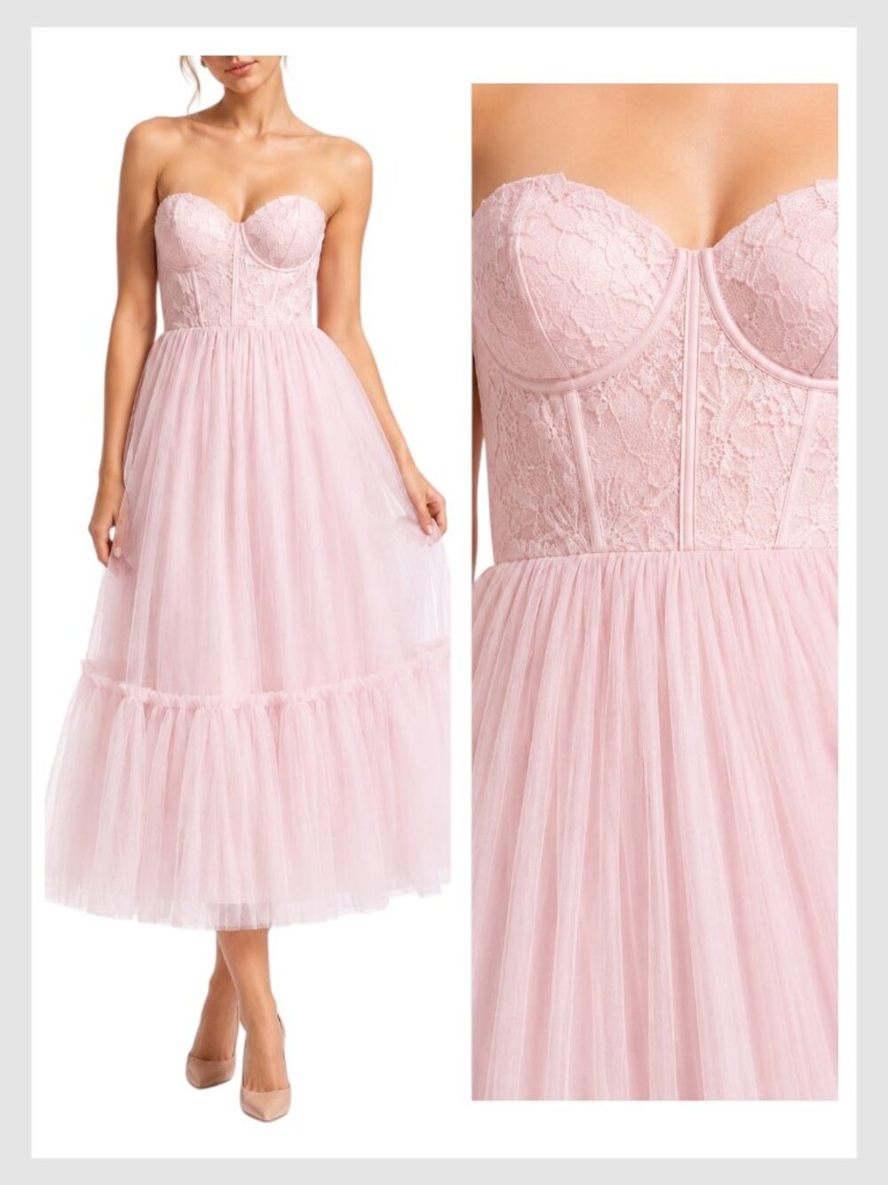 Selfie Leslie Midi Dress Pink Sweetheart Wedding Guest S